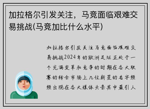 加拉格尔引发关注，马竞面临艰难交易挑战(马竞加比什么水平)